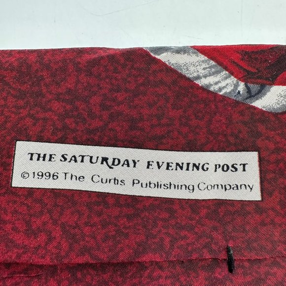 The Saturday Evening Post Neck Tie Mens 100% Silk Red Santa Claus Vintage 1996 - Picture 7 of 8